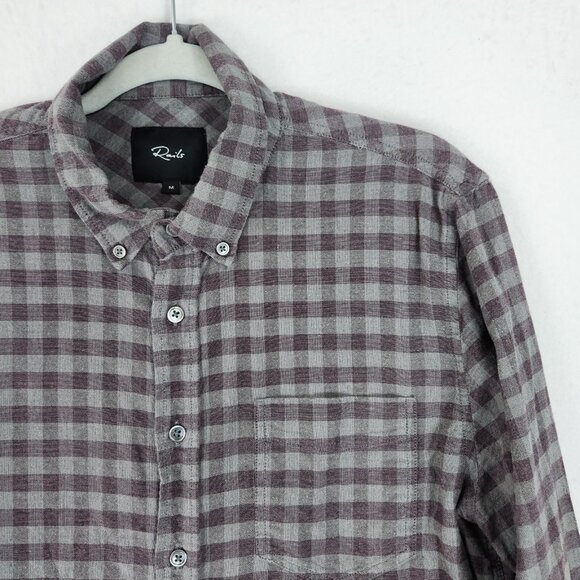 Rails Shirt Men Medium Gray Purple Buffalo Plaid Lava Sage Reid Casual Button Up - Picture 2 of 13